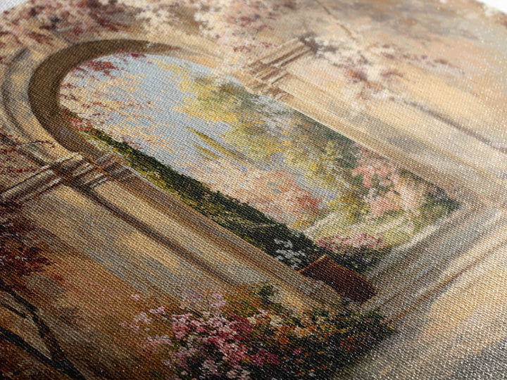 Romantic Garden Arch Covered Framed Canvas Print, Wedding Art, Wedding, Living Room Decor, Oil Painting, Romance, WED-3x2-14