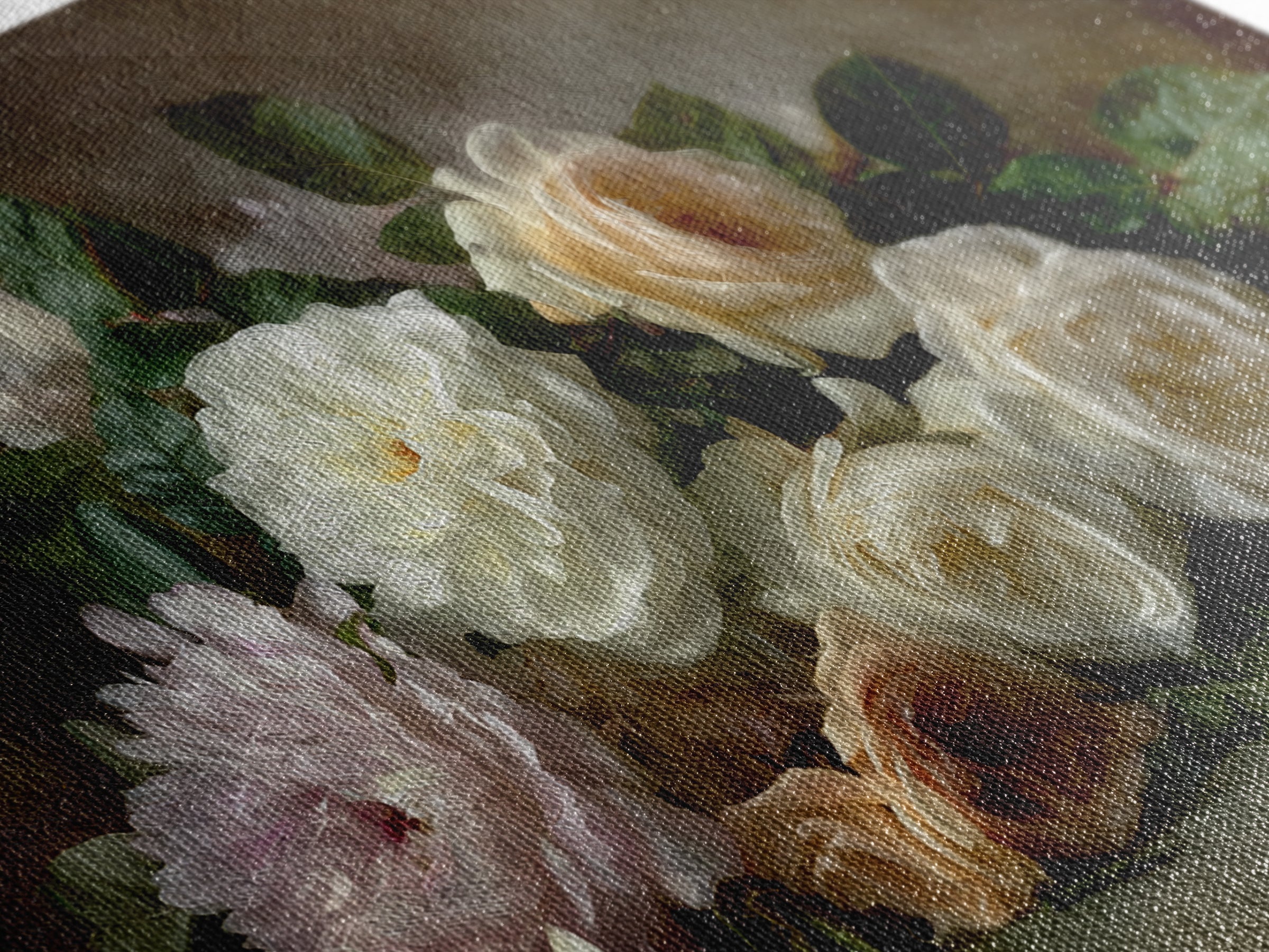 Romantic Bouquet of White Roses and Peonies Canvas Print, Wedding Art, Downloadable Art, Living Room Decor, Fine Art, Romance, WED-3x2-53