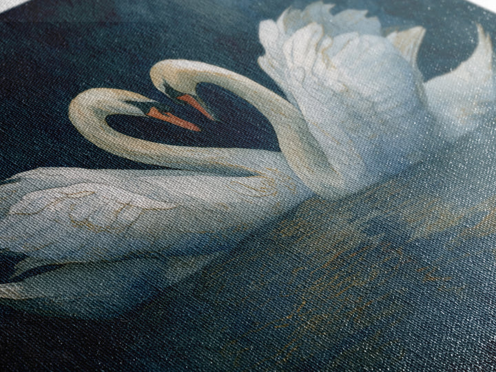 Two Swans Forming a Heart on Dark Framed Canvas Print, Wedding Art, Art Print, Living Room Decor, Romance, Downloadable Art, WED-3x2-6
