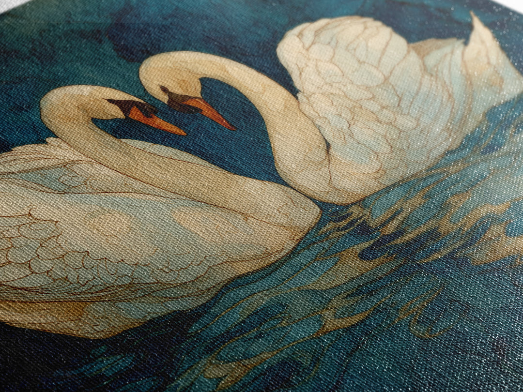 Two Swans Forming a Heart on Dark Framed Canvas Print, Wedding Art, Wedding Decoration, Living Room Decor, Fine Art, Romance, WED-3x2-78