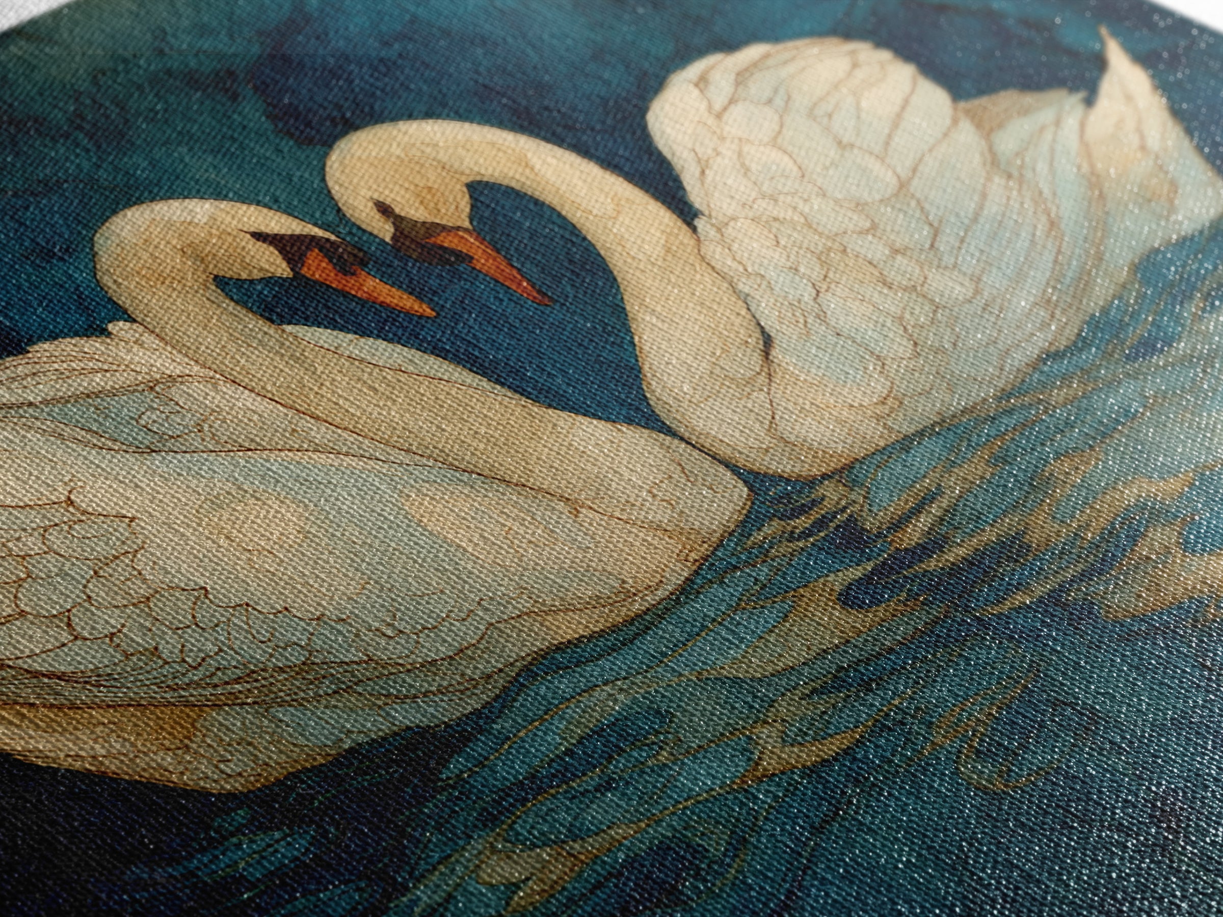 Two Swans Forming a Heart on Dark Framed Canvas Print, Wedding Art, Wedding Decoration, Living Room Decor, Fine Art, Romance, WED-3x2-78
