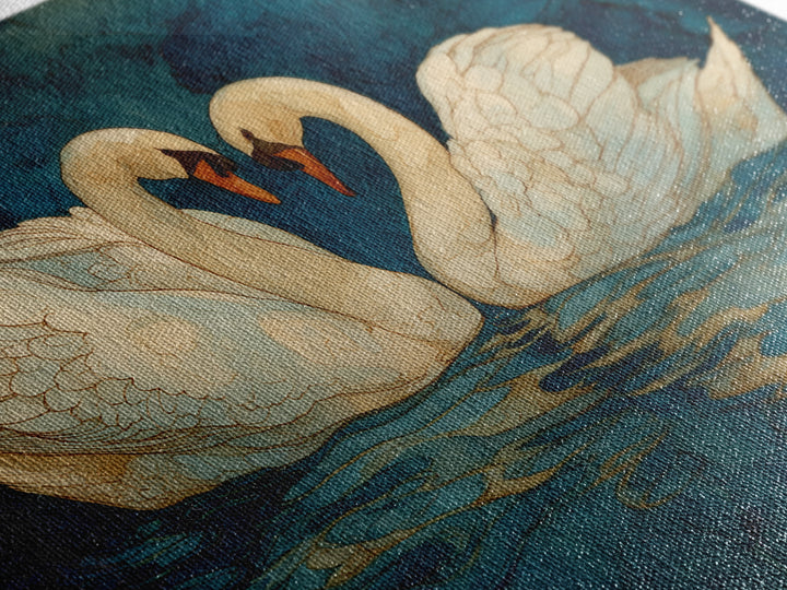 Two Swans Forming a Heart on Dark Framed Canvas Print, Wedding Art, Wedding Decoration, Living Room Decor, Fine Art, Romance, WED-3x2-78