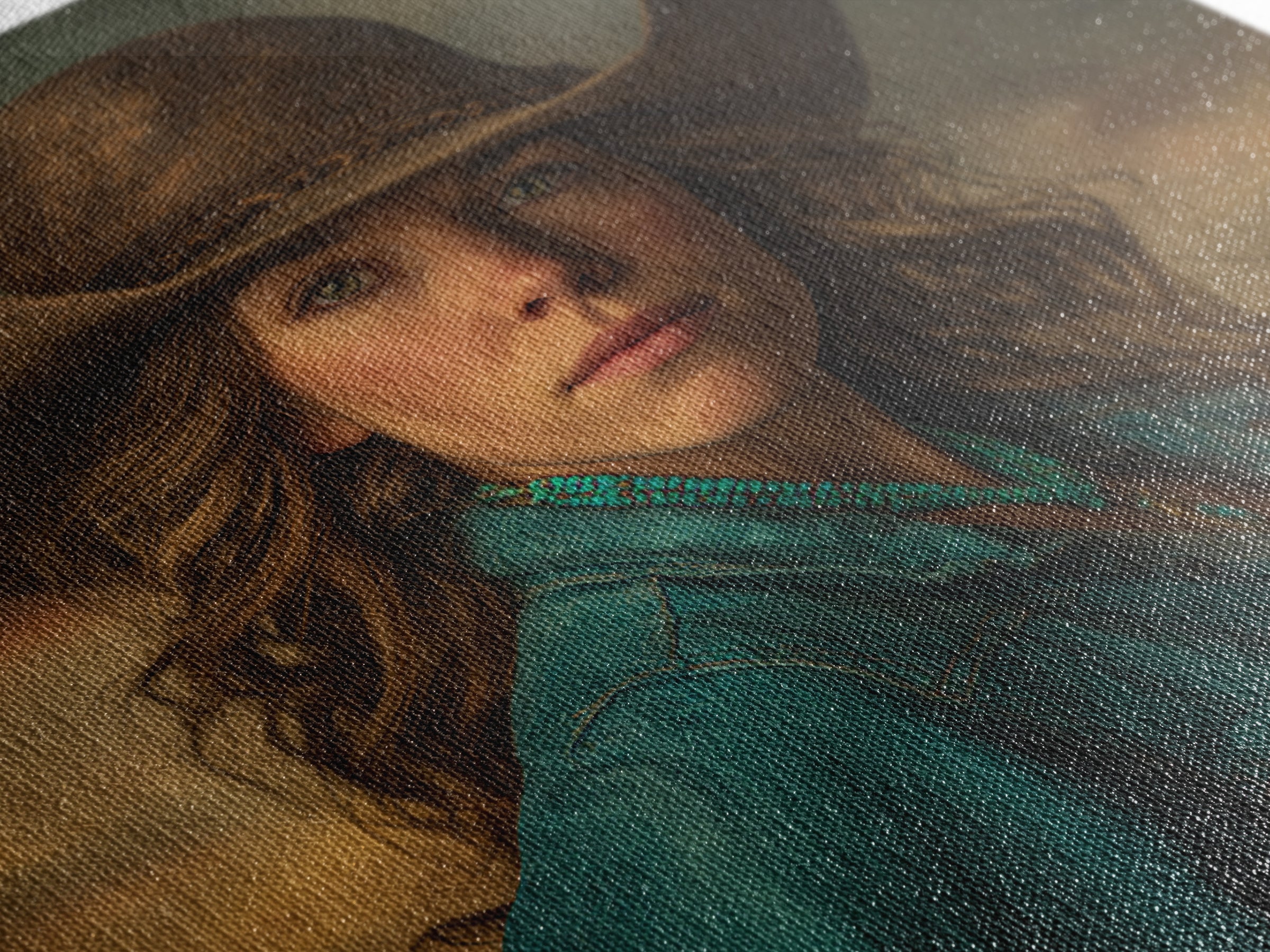 Cowgirl Portrait with Turquoise Jewelry Framed Canvas Print, Western Art, Southwestern Decor, Fine Art, Frontier, Boho Decor, WES-1x1-6