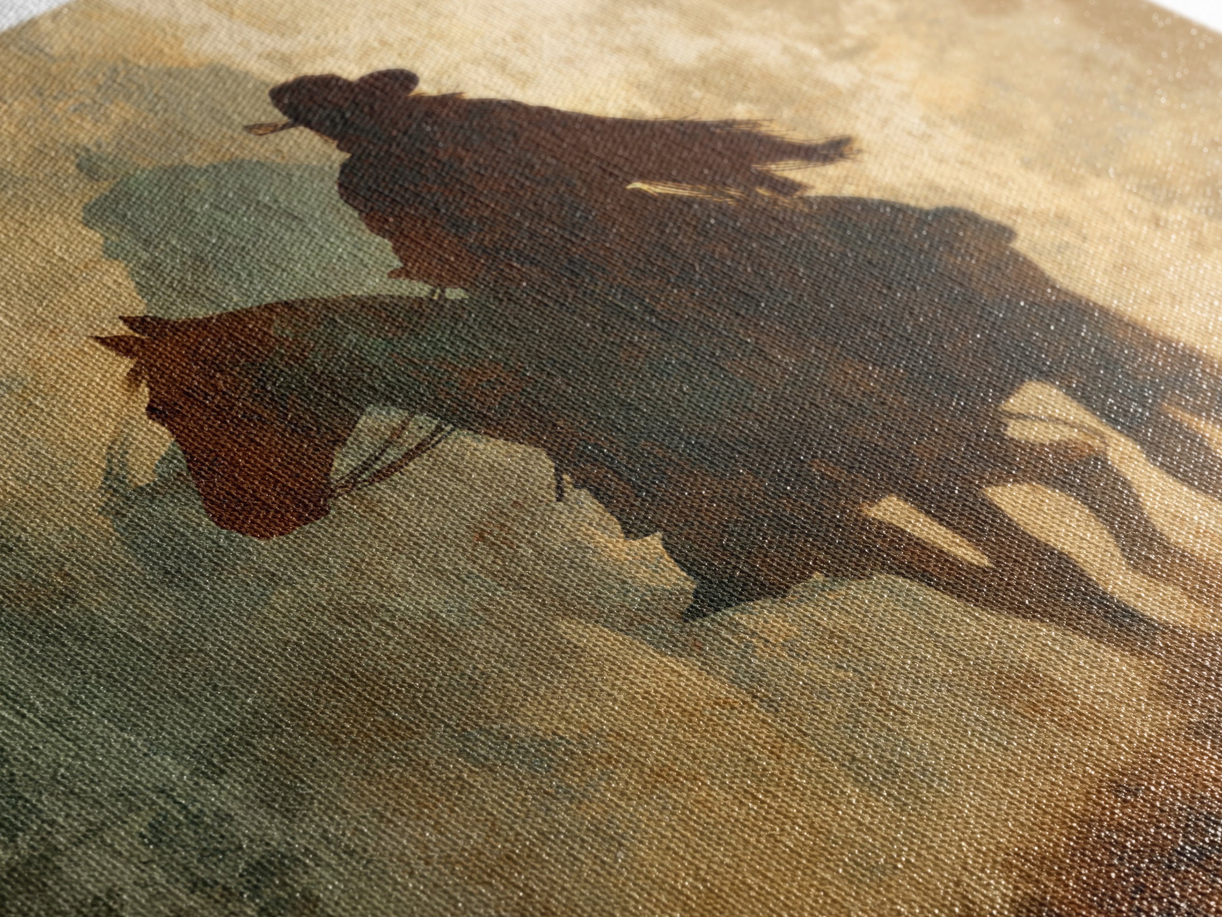 Buffalo Silhouette Beneath Enormous Sky Framed Canvas Print, Western Art, Original Art, Southwestern Decor, Fine Art, Frontier, WES-1x1-8