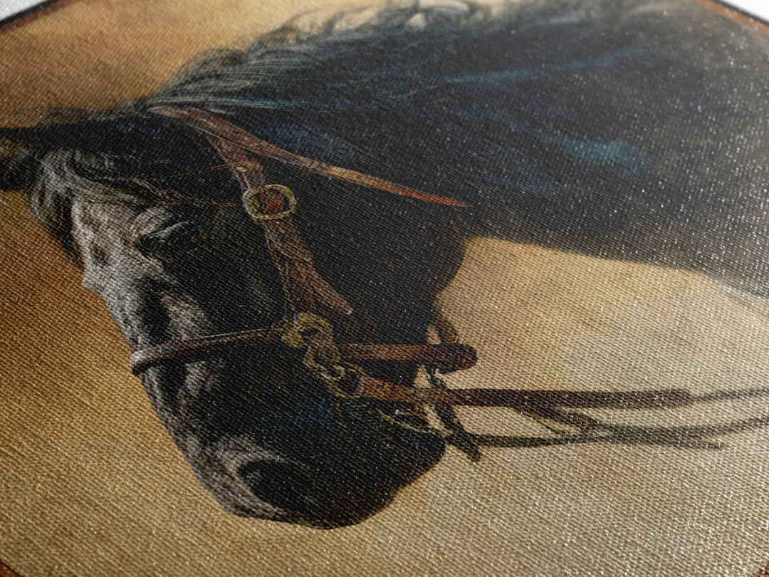 Black Horse Portrait Canvas Print, Western Art, Neutral Decor, Southwestern Decor, Fine Art, Frontier, Home Decor, Wall Decor, WES-1x1-90