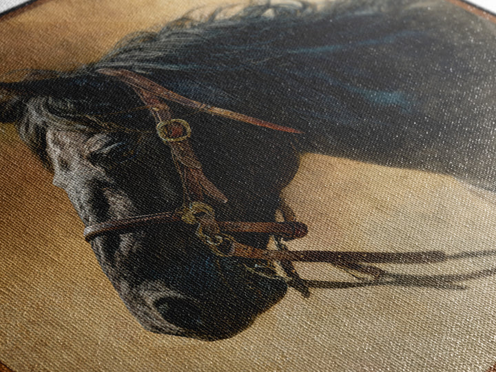 Black Horse Portrait Canvas Print, Western Art, Neutral Decor, Southwestern Decor, Fine Art, Frontier, Home Decor, Wall Decor, WES-1x1-90