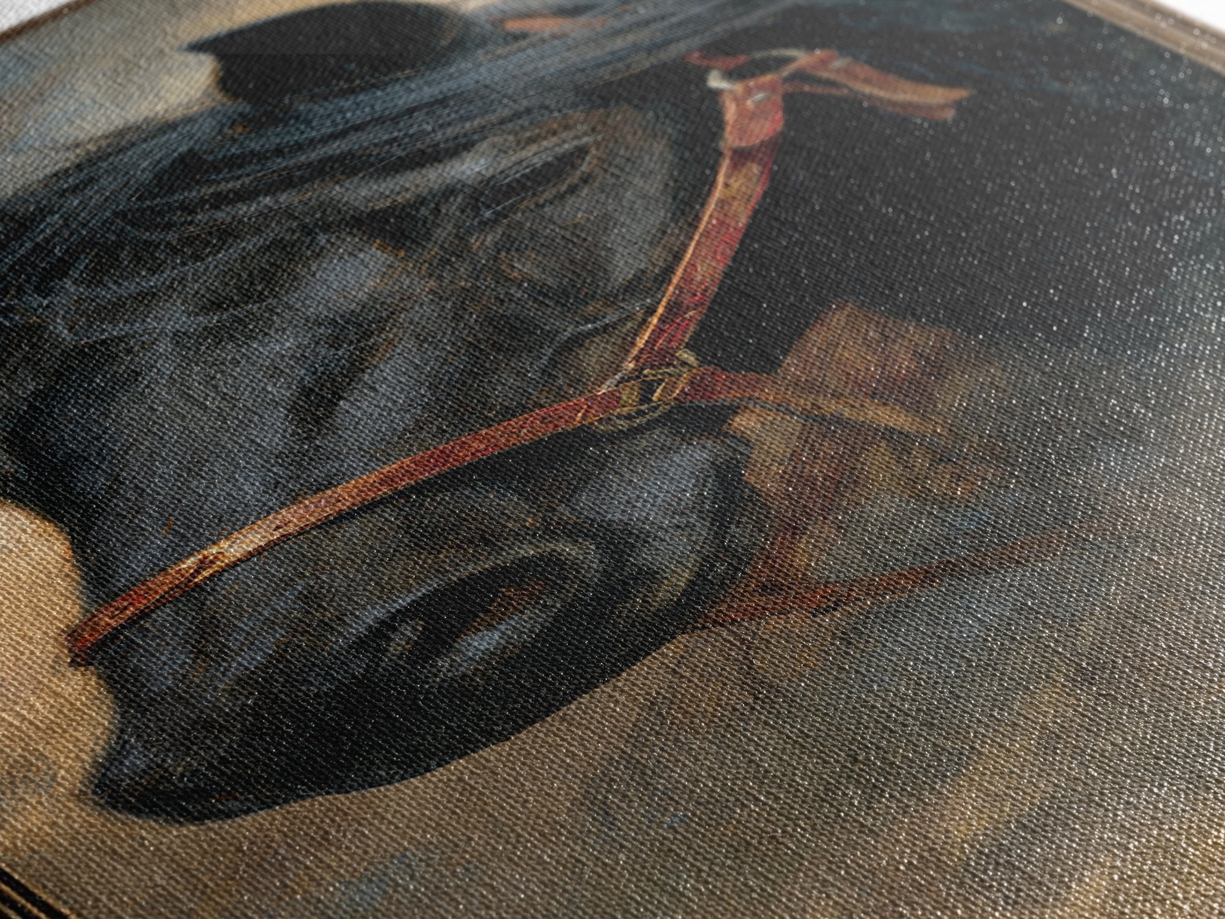 Black Horse Portrait Framed Canvas Print, Western Art, Desert Art, Southwestern Decor, Oil Painting, Frontier, Minimalist Decor, WES-1x3-54