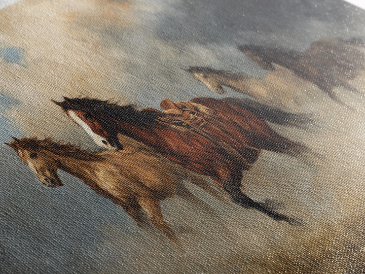 Wild Mustang Herd Canvas Print, Western Art, Original Art, Southwestern Decor, Frontier, Landscape, Native American Art, WES-2x1-70