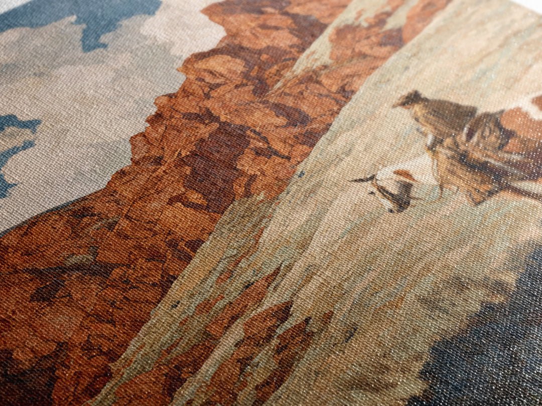 Eagle Flying Above Mountain Ridge Framed Canvas Print, Western Art, Oil Painting, Southwestern Decor, Fine Art, Frontier, WES-2x3-21