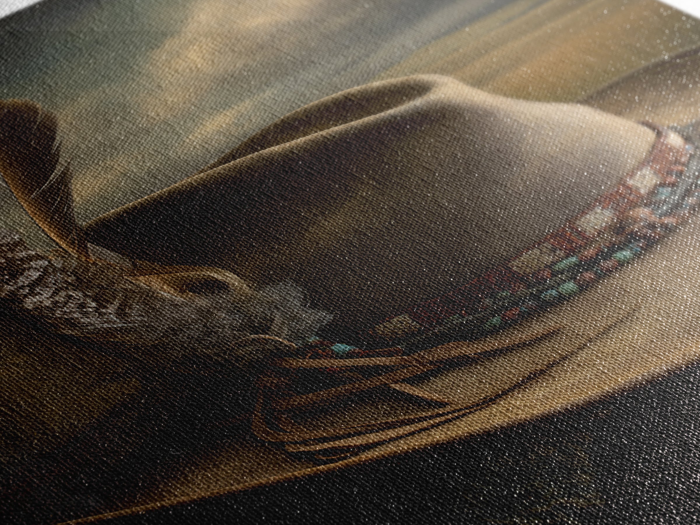 Cowboy Hat with Feathers and Beads Canvas Print, Western Art, Painting, Southwestern Decor, Fine Art, Frontier, Trendy Wall Art, WES-2x3-54