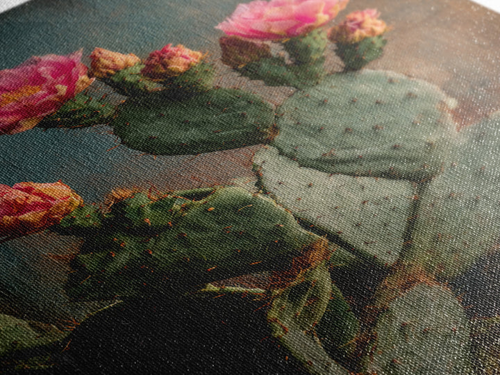Prickly Pear Cactus Canvas Print, Western Art, Oil Painting, Southwestern Decor, Frontier, Digital Download Art, Landscape, WES-2x3-72