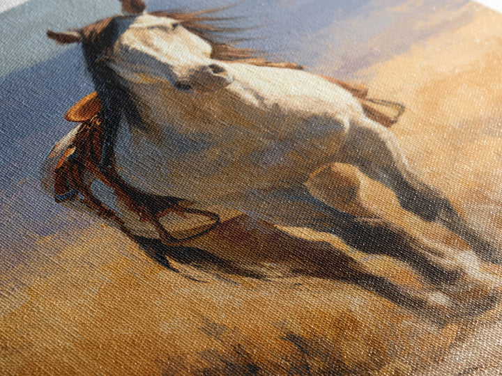 Buckskin Horse in Golden Prairie Light Framed Canvas Print, Western Art, Western Print, Southwestern Decor, Fine Art, Frontier, WES-2x3-87