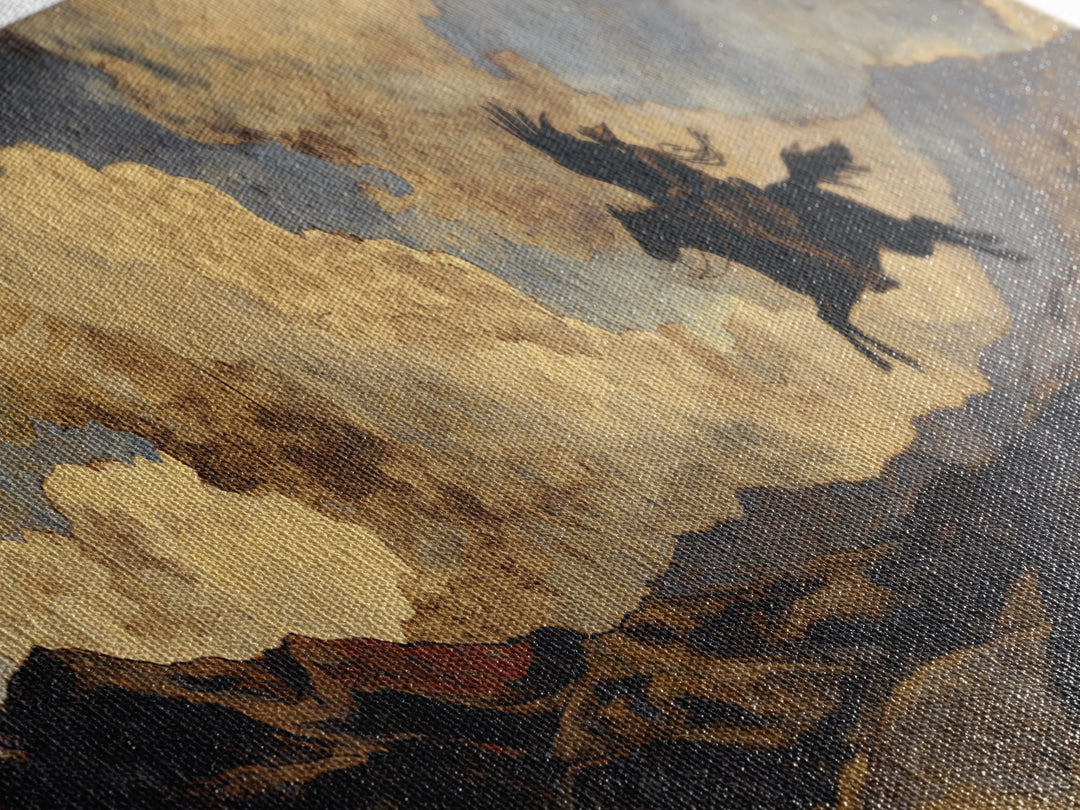 Eagle Flying Above Mountain Ridge Canvas Print, Western Art, Native American Art, Southwestern Decor, Fine Art, Frontier, WES-3x1-29