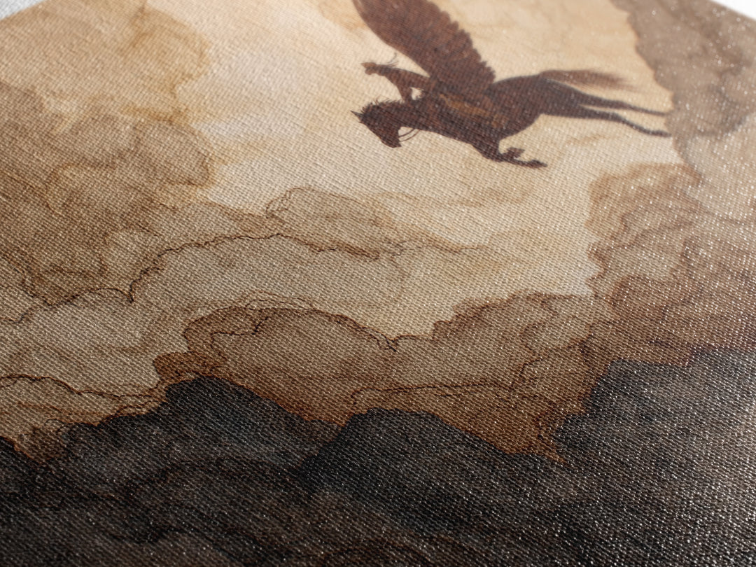 Eagle Flying Above Mountain Ridge Canvas Print, Western Art, Horse Wall Art, Southwestern Decor, Frontier, Luxury Decor, WES-3x2-17
