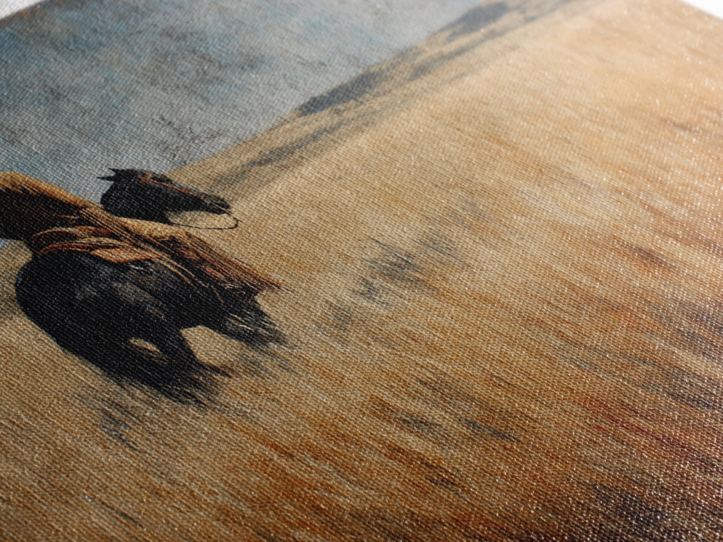 Golden Wheat Field Canvas Print, Western Art, Horse Art, Southwestern Decor, Abstract Art, Frontier, Room Decor, WES-3x2-52