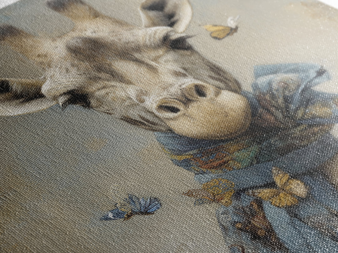 Giraffe with Scarf and Butterflies Framed Canvas Print, Whimsical Art, Watercolor Art, Living Room Decor, Wonder, WHI-1x1-34