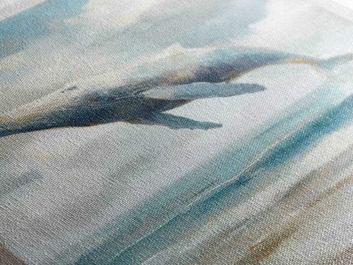 Whale Flying Through Clouds Like Ocean Framed Canvas Print, Whimsical Art, Boho Decor, Living Room Decor, Fine Art, Wonder, WHI-1x1-37