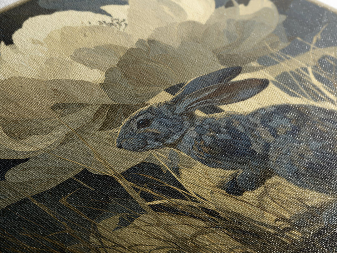 Rabbit Reading Beneath a Giant Flower Canvas Print, Whimsical Art, Fine Art Print, Living Room Decor, Watercolor Art, Wonder, WHI-1x1-5
