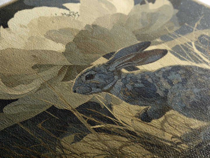 Rabbit Reading Beneath a Giant Flower Canvas Print, Whimsical Art, Fine Art Print, Living Room Decor, Watercolor Art, Wonder, WHI-1x1-5