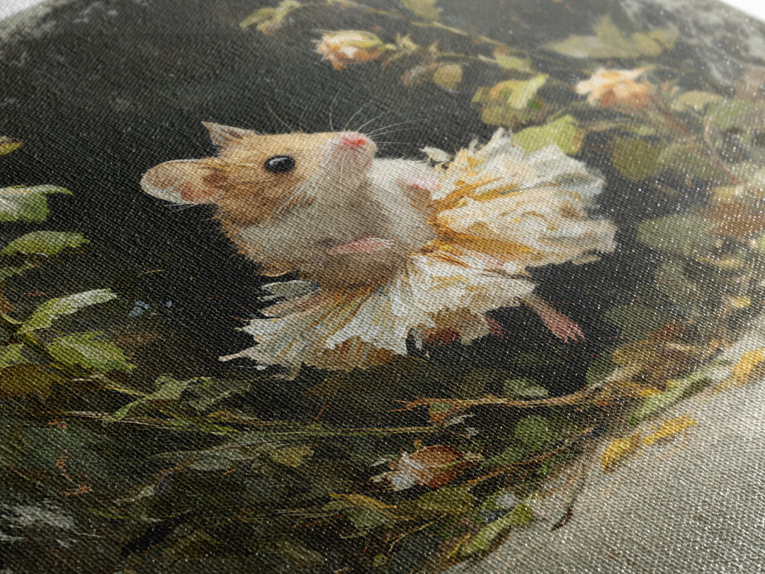 Mouse Ballerina in a Rose Garden Canvas Print, Whimsical Art, Gallery Decor, Living Room Decor, Fine Art, Wonder, Wall Art, WHI-1x1-59