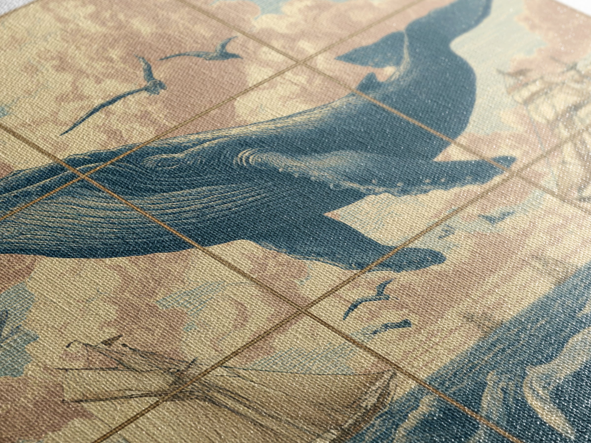 Whale Flying Through Clouds Like Ocean Framed Canvas Print, Whimsical Art, Boho Decor, Living Room Decor, Fine Art, Wonder, WHI-1x1-61