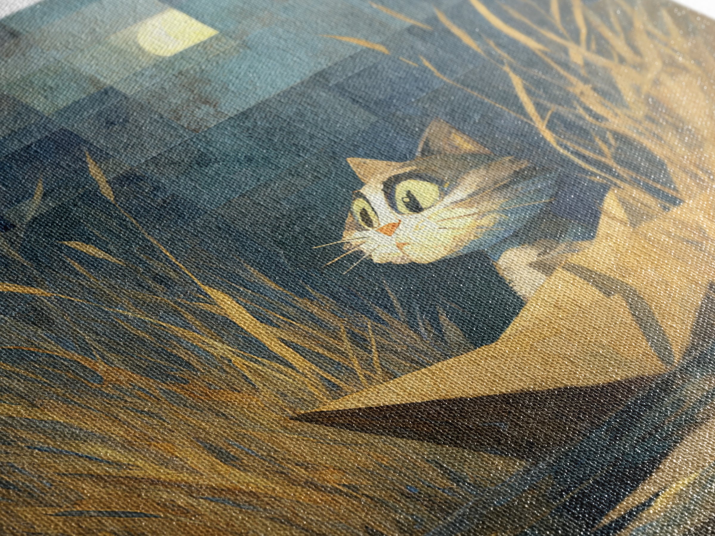 Cat Sailing a Paper Boat Framed Canvas Print, Whimsical Art, Fine Art Print, Living Room Decor, Fine Art, Wonder, Prints, WHI-1x1-74