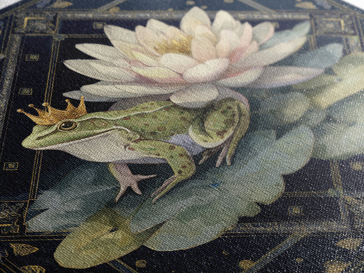 Frog Prince on a Lily Pad Framed Canvas Print, Whimsical Art, Fine Art Print, Living Room Decor, Fine Art, Wonder, Prints, WHI-1x1-80
