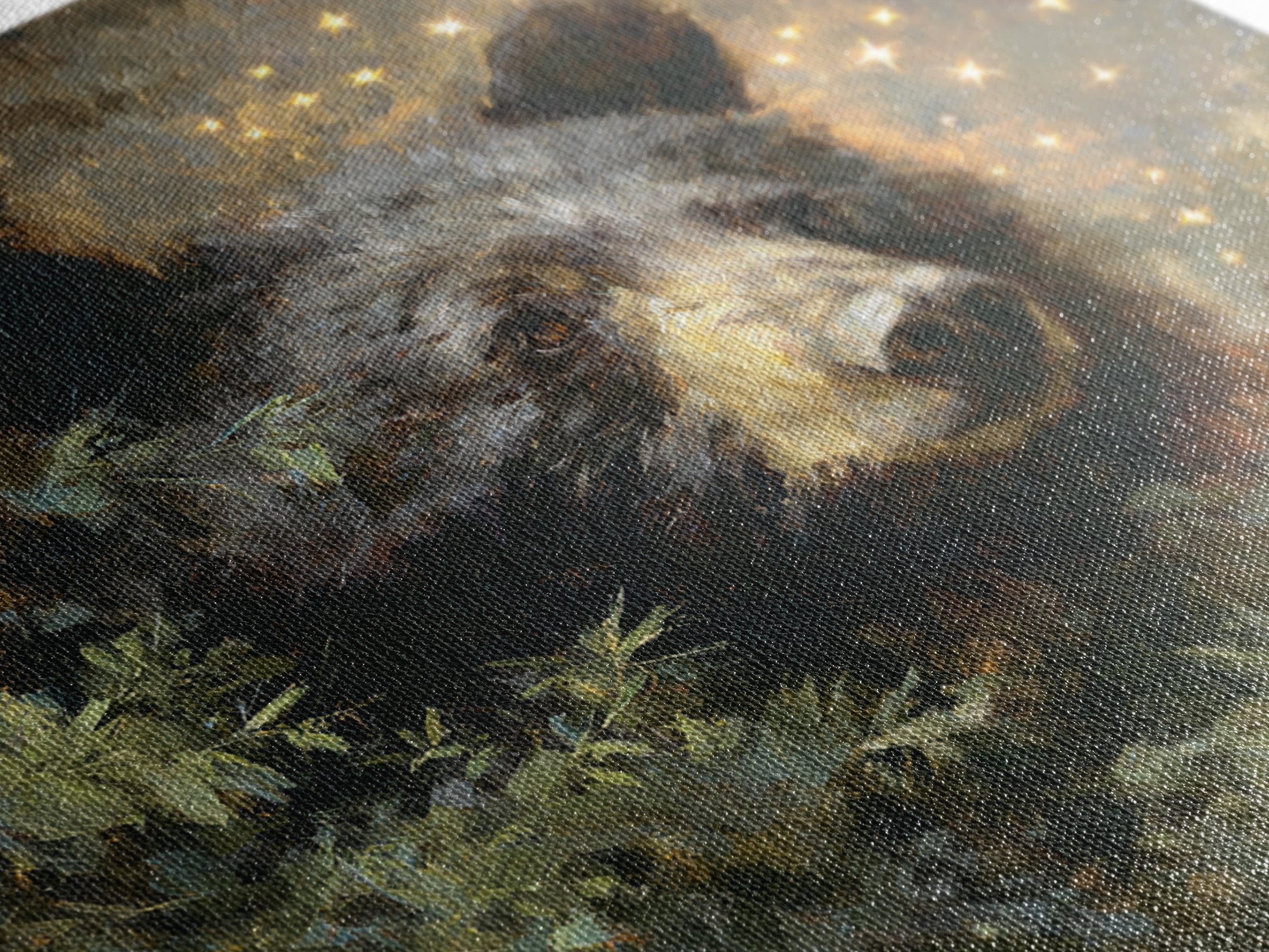 Bear Painting Stars Onto the Night Sky Canvas Print, Whimsical Art, Prints, Living Room Decor, Fine Art, Wonder, Printable Art, WHI-1x1-81