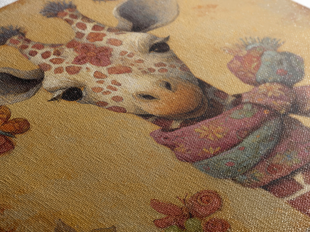 Giraffe with Scarf and Butterflies Canvas Print, Whimsical Art, Boho Decor, Living Room Decor, Oil Painting, Wonder, WHI-1x1-82