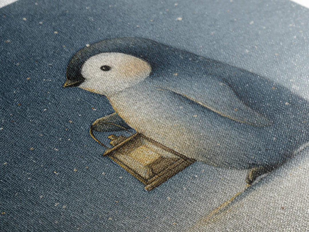 Penguin Holding a Lantern Canvas Print, Whimsical Art, Contemporary Art, Living Room Decor, Fine Art, Wonder, Art Nouveau, WHI-1x1-89