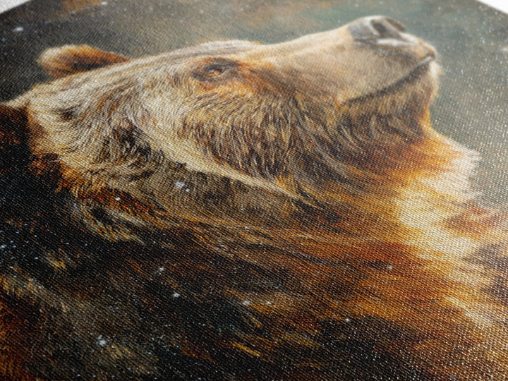 Bear Painting Stars Onto the Night Sky Canvas Print, Whimsical Art, Statement Artwork, Living Room Decor, Fine Art, Wonder, WHI-1x1-9