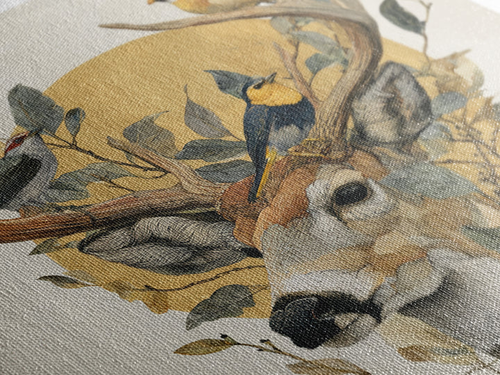 Deer with Antlers Full of Birds Canvas Print, Whimsical Art, Room Decor, Living Room Decor, Fine Art, Wonder, Oil Painting, WHI-1x1-91