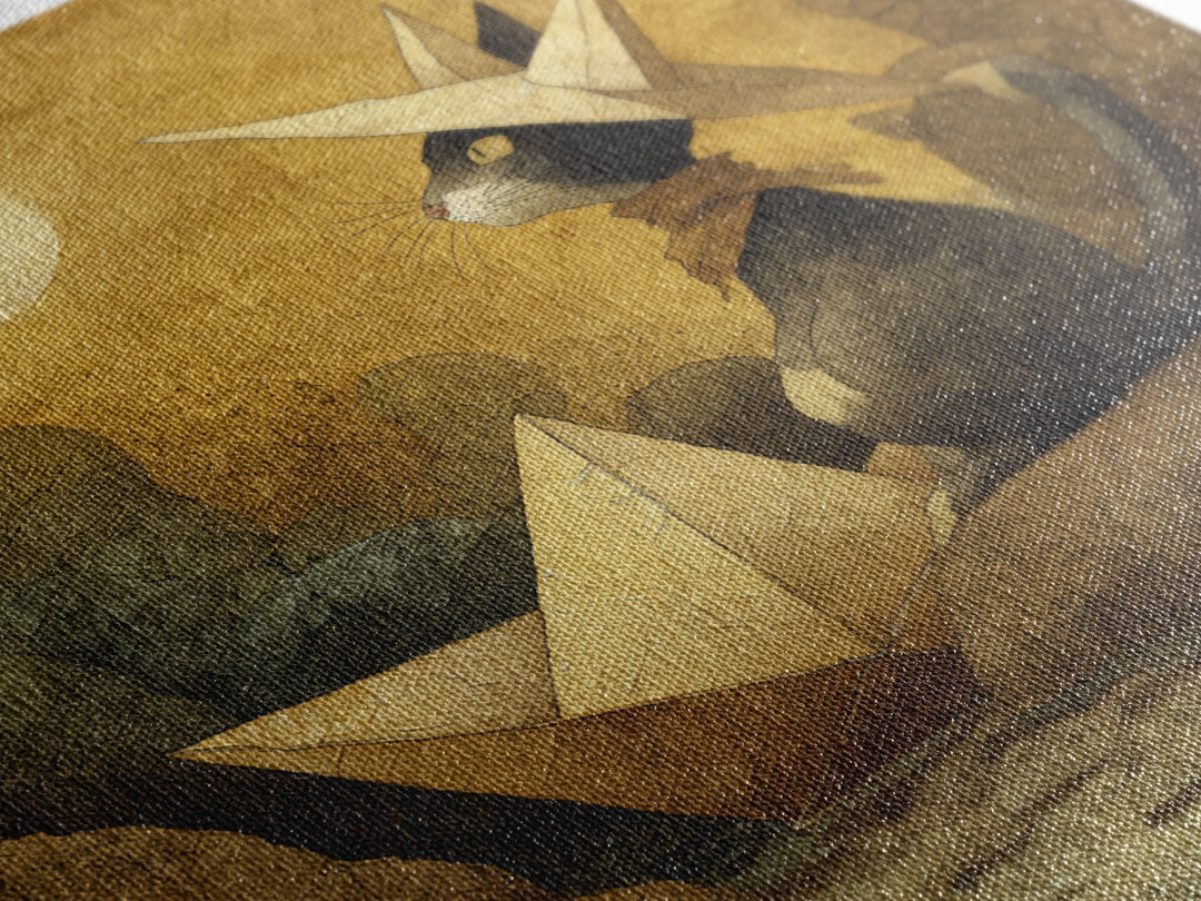 Cat Sailing a Paper Boat Canvas Print, Whimsical Art, Textured Painting, Living Room Decor, Fine Art, Wonder, Nursery Decor, WHI-1x1-98