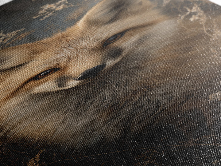Fox Wearing a Tiny Crown Canvas Print, Whimsical Art, Minimalist Decor, Living Room Decor, Oil Painting, Wonder, WHI-1x3-37