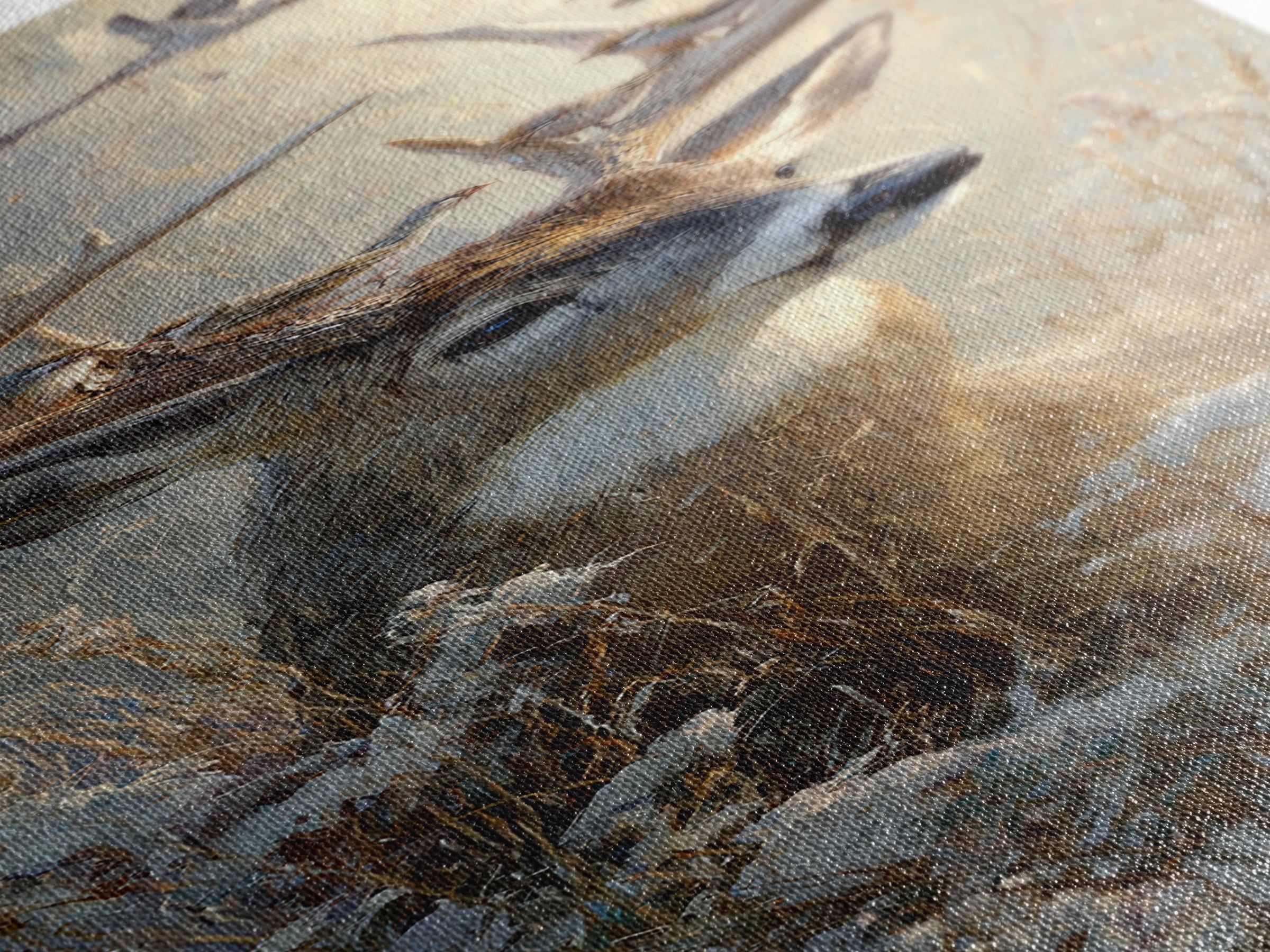 Deer with Antlers Full of Birds Canvas Print, Whimsical Art, Dopamine Decor, Living Room Decor, Oil Painting, Wonder, WHI-1x3-55