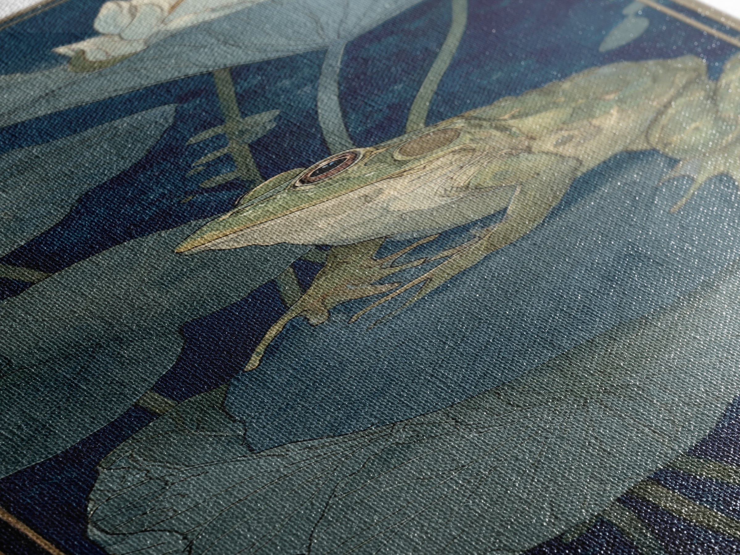 Frog Prince on a Lily Pad Canvas Print, Whimsical Art, Abstract Wall Art, Living Room Decor, Fine Art, Wonder, Neutral Decor, WHI-1x3-68