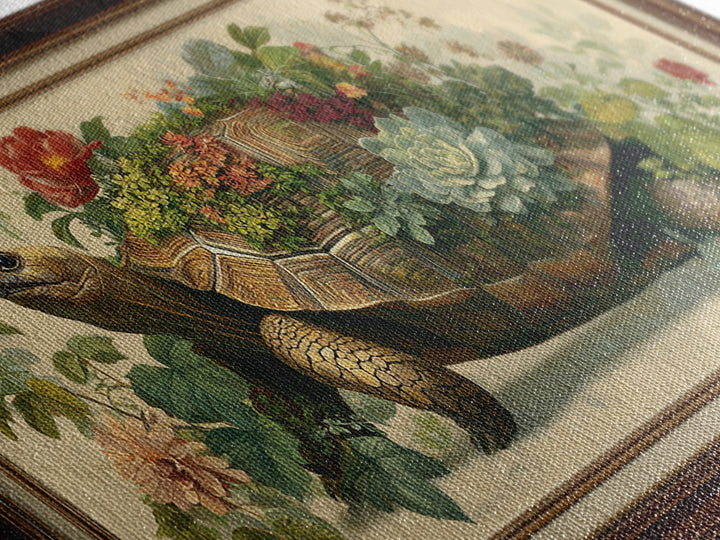Turtle with Garden Growing on Shell Canvas Print, Whimsical Art, Home Decor, Living Room Decor, Fine Art, Wonder, Digital Print, WHI-2x1-66