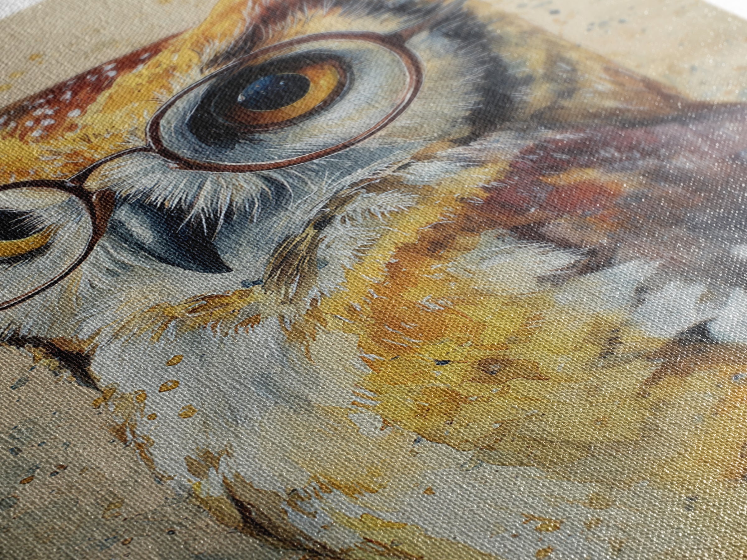 Owl Wearing Spectacles Among Stars Canvas Print, Whimsical Art, Wall Art, Living Room Decor, Oil Painting, Wonder, WHI-2x3-14