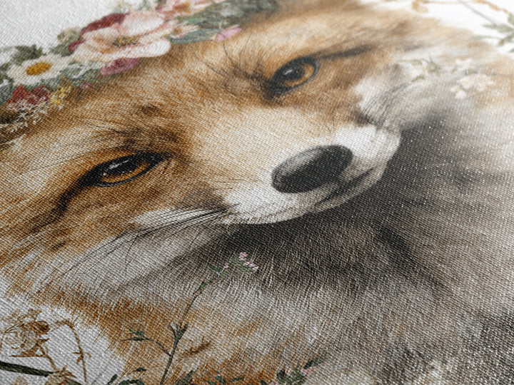 Fox Wearing a Tiny Crown Framed Canvas Print, Whimsical Art, Printable Art, Living Room Decor, Fine Art, Wonder, Cat Art, WHI-2x3-33