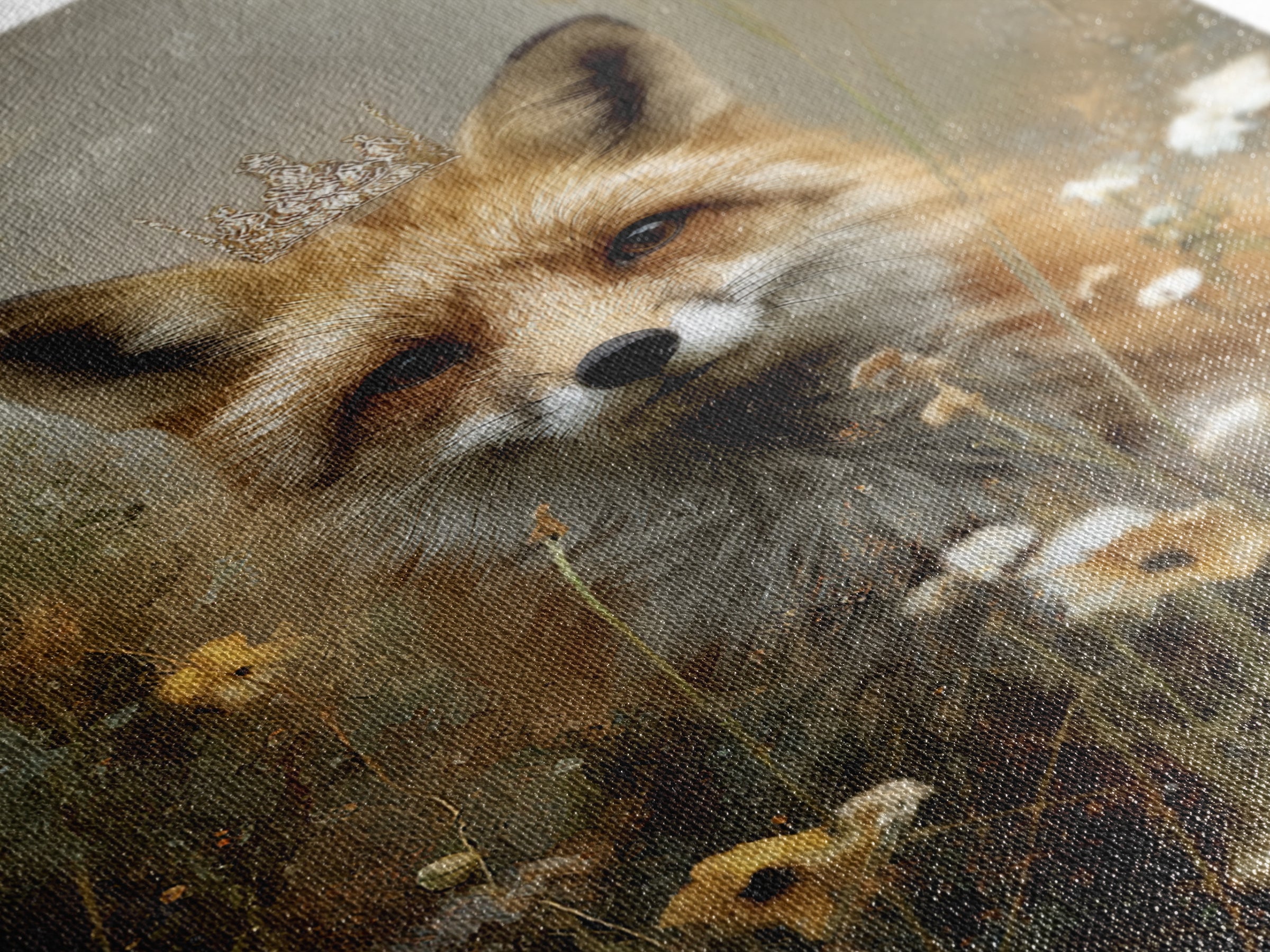 Fox Wearing a Tiny Crown Canvas Print, Whimsical Art, Dopamine Decor, Living Room Decor, Fine Art, Wonder, Fine Art Print, WHI-2x3-57