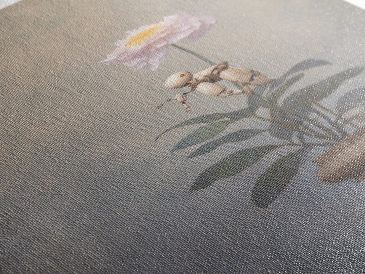 Robot Watering a Single Flower Canvas Print, Whimsical Art, Dark Academia Decor, Living Room Decor, Fine Art, Wonder, WHI-2x3-77