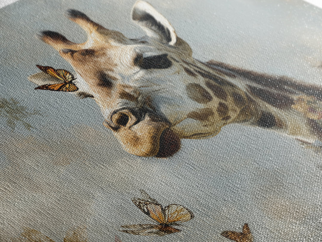 Giraffe with Scarf and Butterflies Canvas Print, Whimsical Art, Living Room Decor, Wonder, Gallery Decor, Neutral Decor, WHI-3x2-38