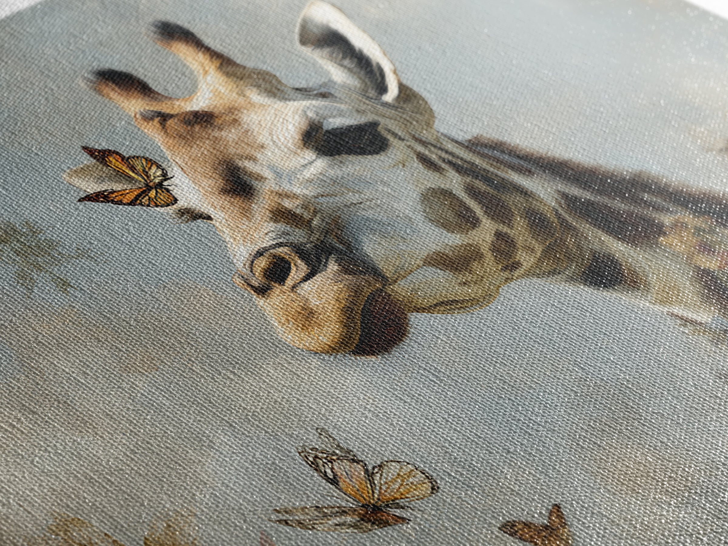 Giraffe with Scarf and Butterflies Canvas Print, Whimsical Art, Living Room Decor, Wonder, Gallery Decor, Neutral Decor, WHI-3x2-38