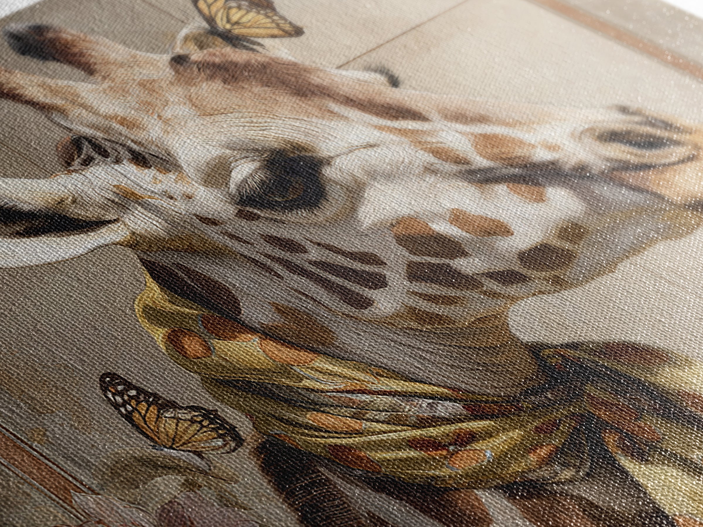 Giraffe with Scarf and Butterflies Framed Canvas Print, Whimsical Art, Nursery Wall Decor, Living Room Decor, Fine Art, Wonder, WHI-3x2-86