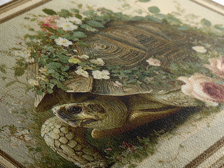 Turtle with Garden Growing on Shell Canvas Print, Whimsical Art, Nursery Art, Living Room Decor, Oil Painting, Wonder, WHI-3x2-98