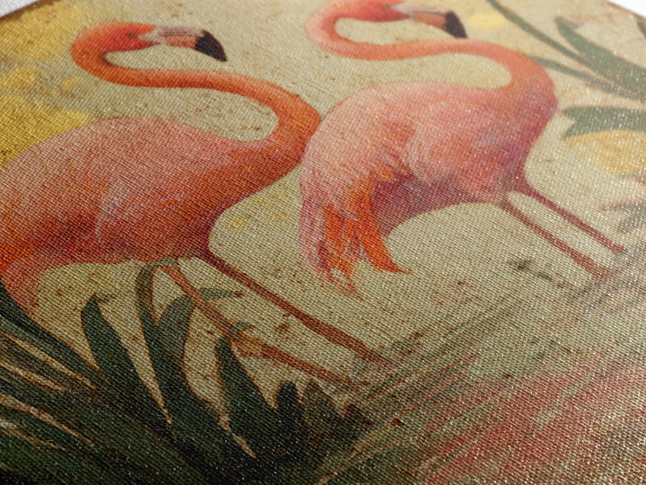 Flamingos in Pink Shallow Water Canvas Print, Wildlife Art, Bird Art, Living Room Decor, Oil Painting, Wild, Original Artwork, WIL-1x1-22
