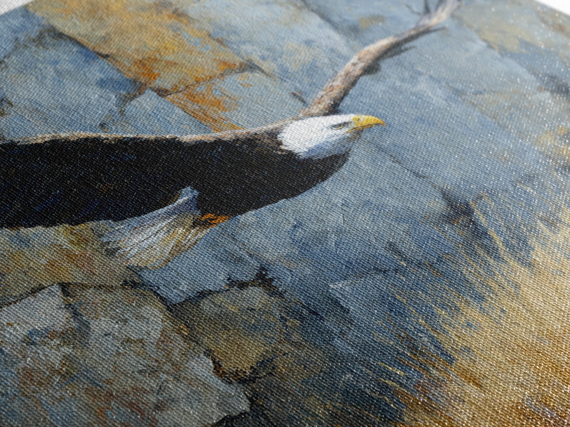 Eagle Soaring Above Rocky Cliffs Canvas Print, Wildlife Art, Bird Wall Art, Living Room Decor, Oil Painting, Wild, Luxury Decor, WIL-1x1-30