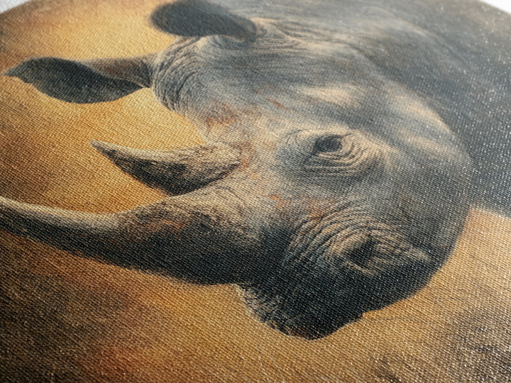 Rhino in Dramatic Stormy Light Framed Canvas Print, Wildlife Art, Gallery Decor, Living Room Decor, Fine Art, Wild, WIL-1x1-32