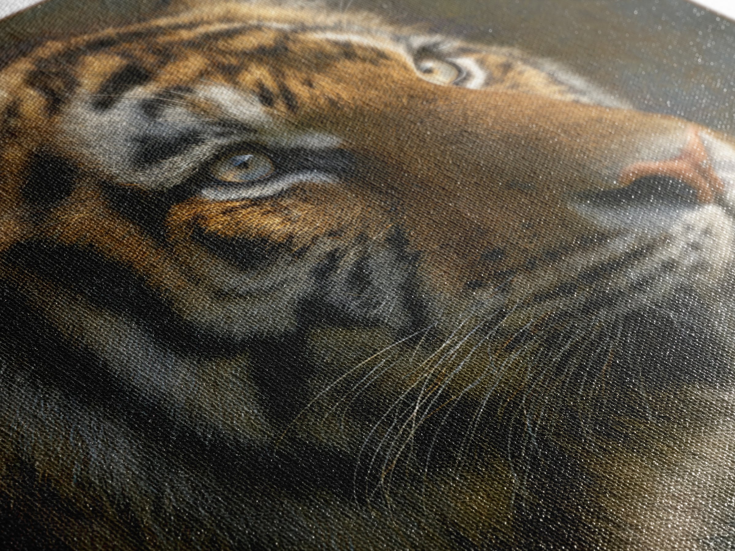 Tiger Portrait with Jungle Shadows Canvas Print, Wildlife Art, Forest Wall Art, Living Room Decor, Oil Painting, Wild, WIL-1x1-5