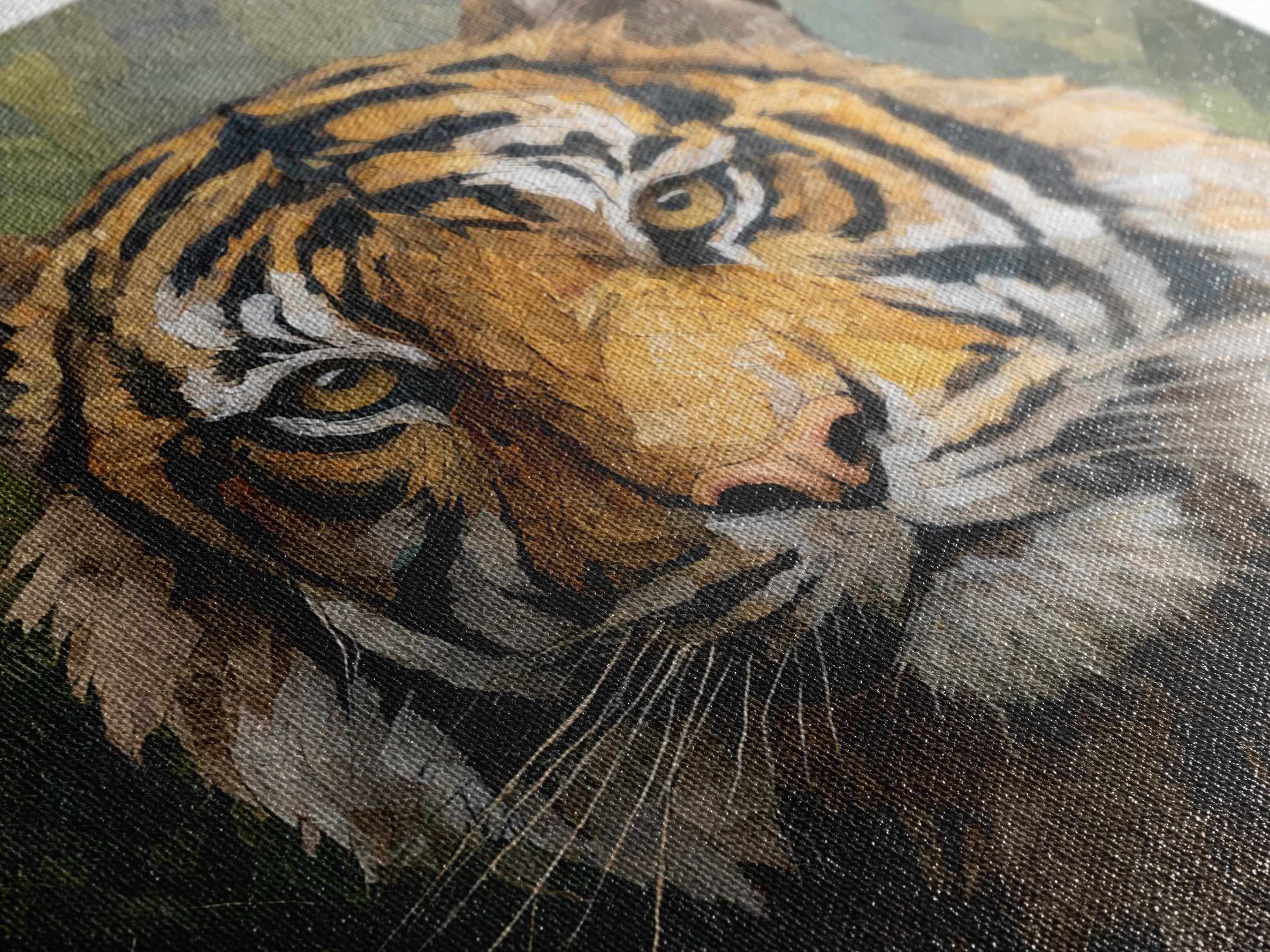 Tiger Portrait with Jungle Shadows Framed Canvas Print, Wildlife Art, Fine Art Print, Living Room Decor, Fine Art, Wild, WIL-1x1-53